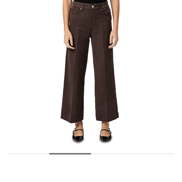 PAIGE Anessa High Rise Cropped Wide Leg Jeans in Rich Chocolate - Picture 1 of 7